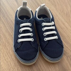 Blue and White Canvas Sneakers with Rubber Sole